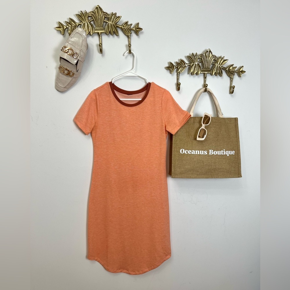 Orange Short Sleeve T-Shirt Dress